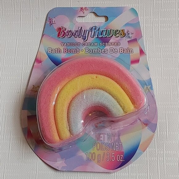 BODY RAVES Vanilla Scented Bath Bomb RAINBOW BATH BOMB BNIP - Picture 1 of 3